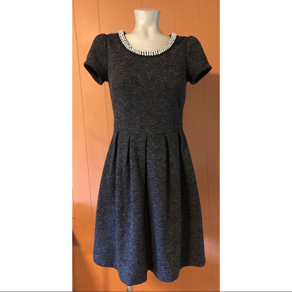 Maison Jules Short Sleeve Rhinestone Neckline Dress, Small - Picture 11 of 11